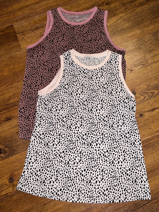 Tops - Leopard Printed White Pink Black Silky Soft Tank Top Bundle of 2 Size L